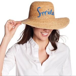 Roffe Accessories Smile Embroidered Floppy Hat